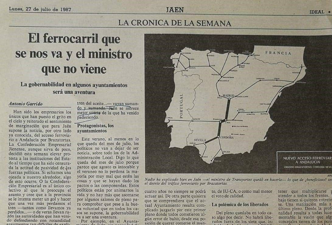 CRÓNICA DEL DÍA: YA SUCEDIÓ EN 1987 CON EL AVE, PERO ENTONCES NO HABÍA SOCIEDAD CIVIL Y SOLO ALZÓ SU VOZ LA CEJ