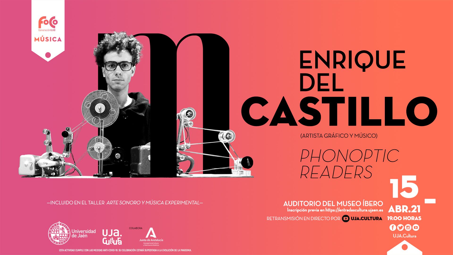 Concierto ’Phonoptic Readers’ a cargo de Enrique del Castillo para cerrar este jueves el ciclo de Música Experimental organizado por la UJA