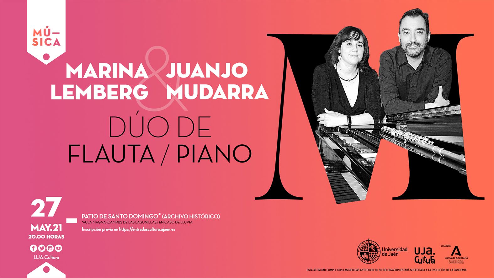 El patio del convento de Santo Domingo acoge el jueves el concierto de piano y flauta a cargo de Juan José Mudarra y Marina Lemberg